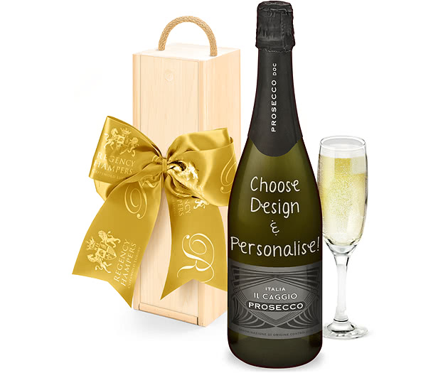 Anniversary & Wedding Il Caggio Prosecco Gift Box With Engraved Personalised Bottle
